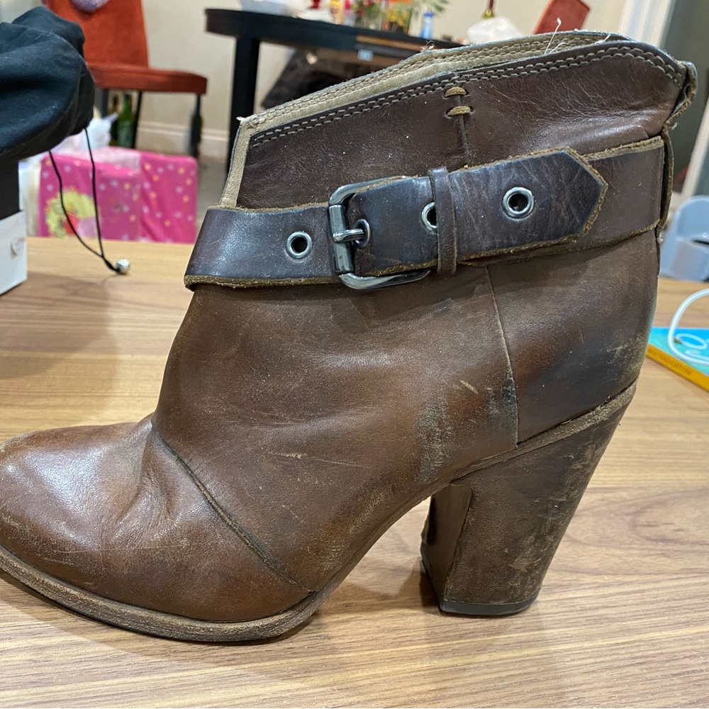 Belle brown leather booties size 7 worn